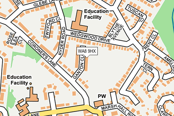 WA8 9HX map - OS OpenMap – Local (Ordnance Survey)