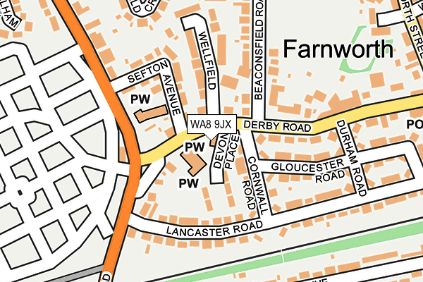 WA8 9JX map - OS OpenMap – Local (Ordnance Survey) WA8 9JX map - OS OpenMap – Local (Ordnance Survey)