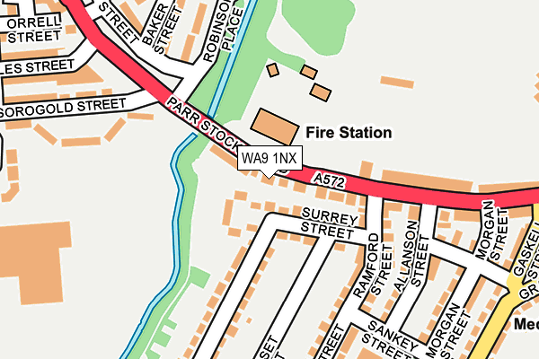 WA9 1NX map - OS OpenMap – Local (Ordnance Survey)