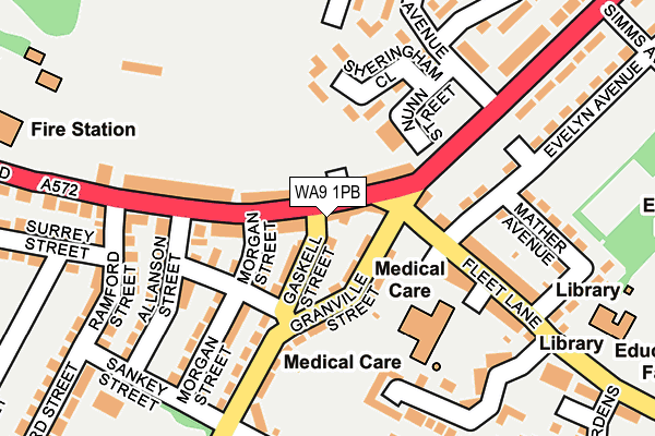WA9 1PB map - OS OpenMap – Local (Ordnance Survey)