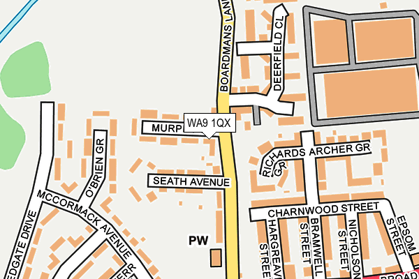 WA9 1QX map - OS OpenMap – Local (Ordnance Survey) WA9 1QX map - OS OpenMap – Local (Ordnance Survey)