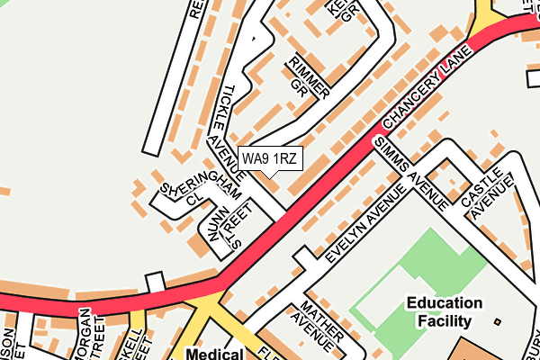 WA9 1RZ map - OS OpenMap – Local (Ordnance Survey) WA9 1RZ map - OS OpenMap – Local (Ordnance Survey)