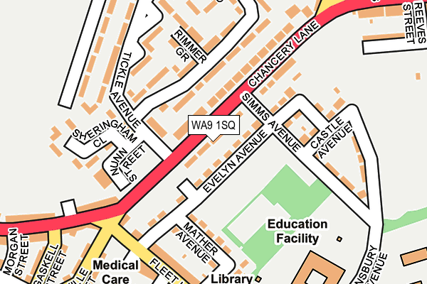 WA9 1SQ map - OS OpenMap – Local (Ordnance Survey) WA9 1SQ map - OS OpenMap – Local (Ordnance Survey)