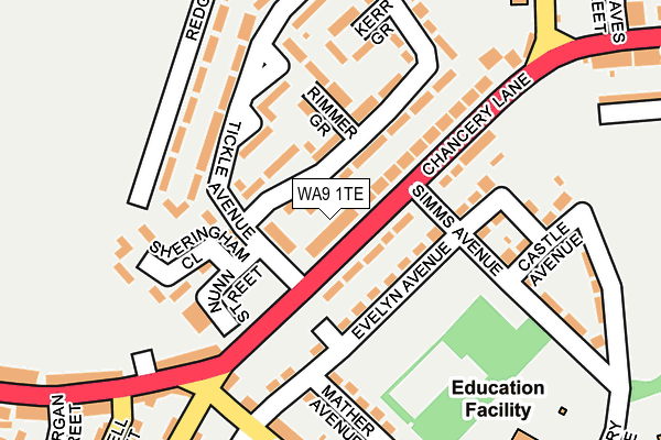 WA9 1TE map - OS OpenMap – Local (Ordnance Survey) WA9 1TE map - OS OpenMap – Local (Ordnance Survey)