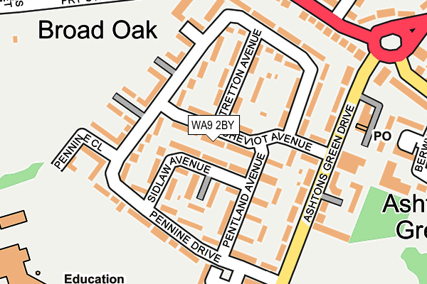 WA9 2BY map - OS OpenMap – Local (Ordnance Survey)