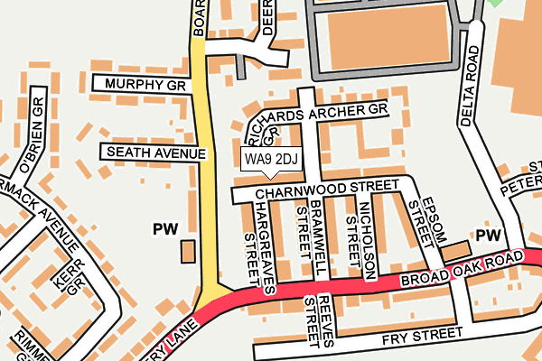 WA9 2DJ map - OS OpenMap – Local (Ordnance Survey) WA9 2DJ map - OS OpenMap – Local (Ordnance Survey)