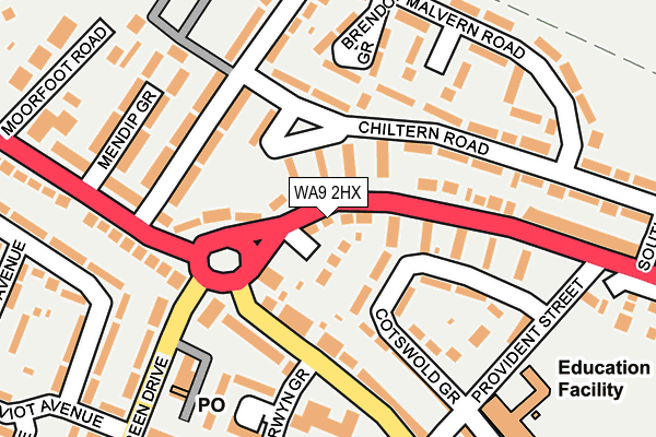 WA9 2HX map - OS OpenMap – Local (Ordnance Survey) WA9 2HX map - OS OpenMap – Local (Ordnance Survey)