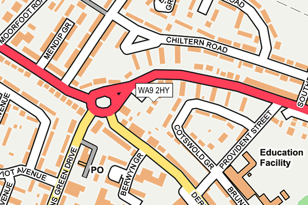 WA9 2HY map - OS OpenMap – Local (Ordnance Survey) WA9 2HY map - OS OpenMap – Local (Ordnance Survey)