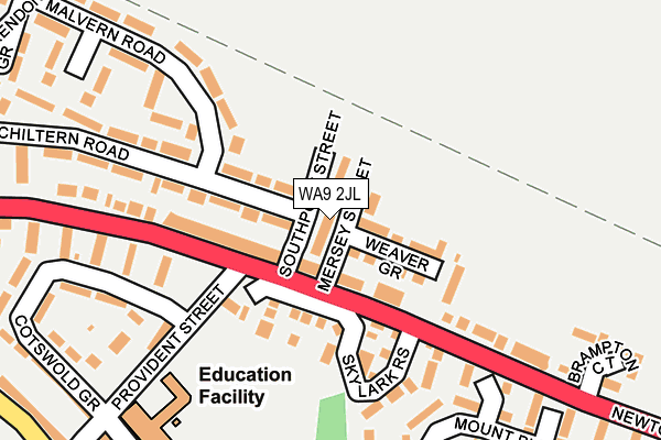 WA9 2JL map - OS OpenMap – Local (Ordnance Survey) WA9 2JL map - OS OpenMap – Local (Ordnance Survey)
