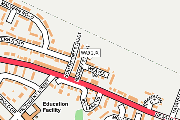 WA9 2JX map - OS OpenMap – Local (Ordnance Survey) WA9 2JX map - OS OpenMap – Local (Ordnance Survey)