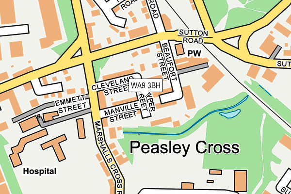 WA9 3BH map - OS OpenMap – Local (Ordnance Survey) WA9 3BH map - OS OpenMap – Local (Ordnance Survey)