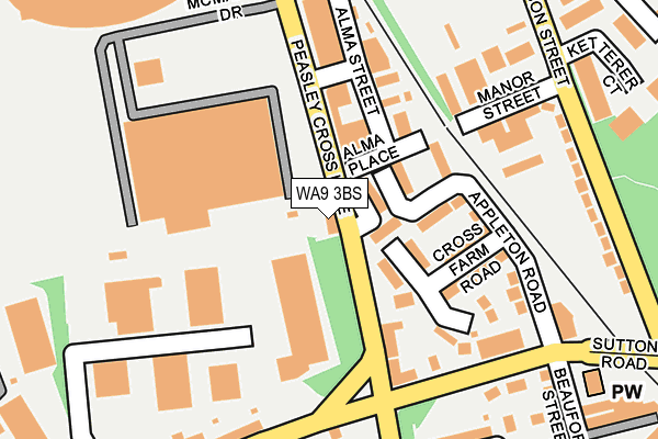 WA9 3BS map - OS OpenMap – Local (Ordnance Survey) WA9 3BS map - OS OpenMap – Local (Ordnance Survey)
