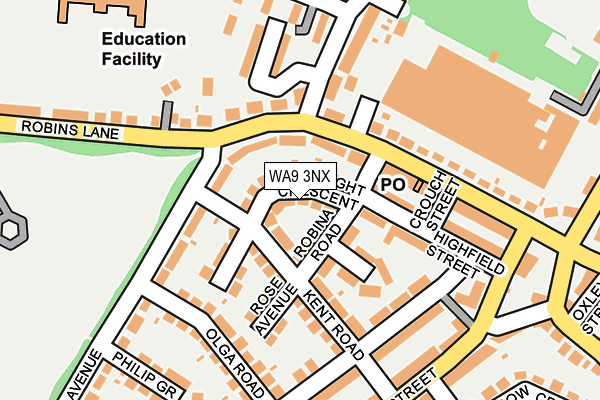 WA9 3NX map - OS OpenMap – Local (Ordnance Survey) WA9 3NX map - OS OpenMap – Local (Ordnance Survey)