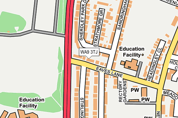 WA9 3TJ map - OS OpenMap – Local (Ordnance Survey) WA9 3TJ map - OS OpenMap – Local (Ordnance Survey)