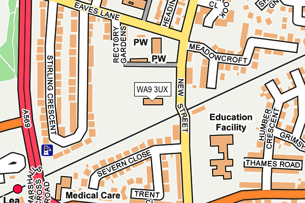 WA9 3UX map - OS OpenMap – Local (Ordnance Survey) WA9 3UX map - OS OpenMap – Local (Ordnance Survey)