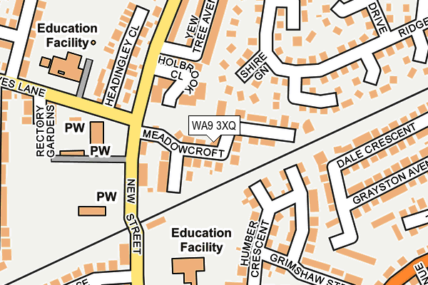 WA9 3XQ map - OS OpenMap – Local (Ordnance Survey)