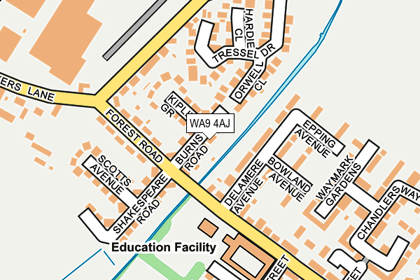 WA9 4AJ map - OS OpenMap – Local (Ordnance Survey) WA9 4AJ map - OS OpenMap – Local (Ordnance Survey)
