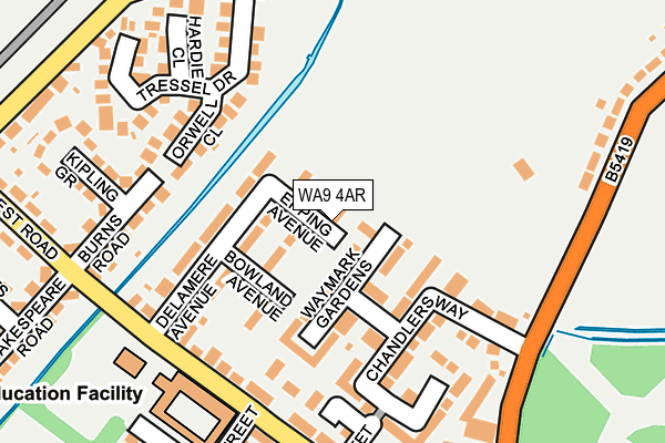 WA9 4AR map - OS OpenMap – Local (Ordnance Survey) WA9 4AR map - OS OpenMap – Local (Ordnance Survey)