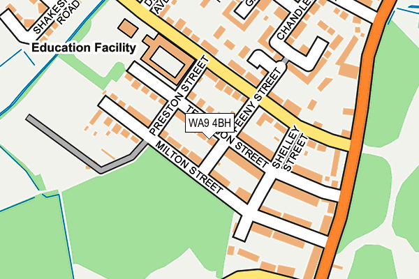WA9 4BH map - OS OpenMap – Local (Ordnance Survey) WA9 4BH map - OS OpenMap – Local (Ordnance Survey)
