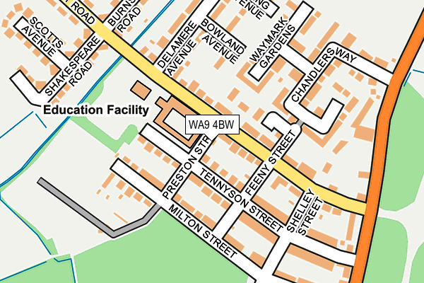 WA9 4BW map - OS OpenMap – Local (Ordnance Survey) WA9 4BW map - OS OpenMap – Local (Ordnance Survey)