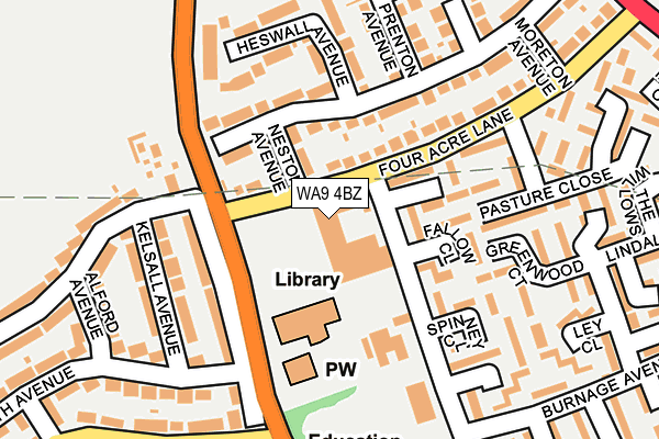 WA9 4BZ map - OS OpenMap – Local (Ordnance Survey) WA9 4BZ map - OS OpenMap – Local (Ordnance Survey)