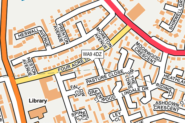 WA9 4DZ map - OS OpenMap – Local (Ordnance Survey) WA9 4DZ map - OS OpenMap – Local (Ordnance Survey)