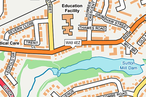 WA9 4EZ map - OS OpenMap – Local (Ordnance Survey)