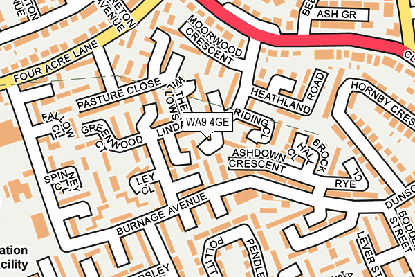 WA9 4GE map - OS OpenMap – Local (Ordnance Survey) WA9 4GE map - OS OpenMap – Local (Ordnance Survey)