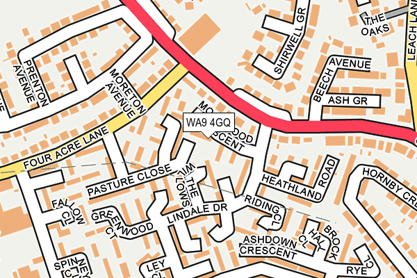 WA9 4GQ map - OS OpenMap – Local (Ordnance Survey) WA9 4GQ map - OS OpenMap – Local (Ordnance Survey)