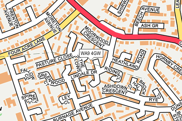 WA9 4GW map - OS OpenMap – Local (Ordnance Survey) WA9 4GW map - OS OpenMap – Local (Ordnance Survey)