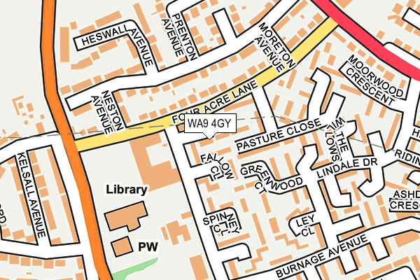 WA9 4GY map - OS OpenMap – Local (Ordnance Survey) WA9 4GY map - OS OpenMap – Local (Ordnance Survey)