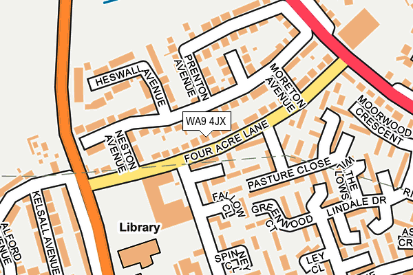 WA9 4JX map - OS OpenMap – Local (Ordnance Survey)