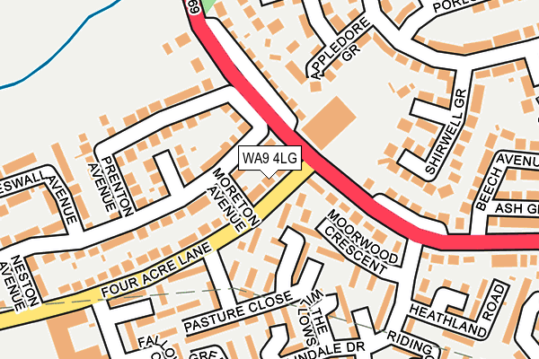WA9 4LG map - OS OpenMap – Local (Ordnance Survey) WA9 4LG map - OS OpenMap – Local (Ordnance Survey)