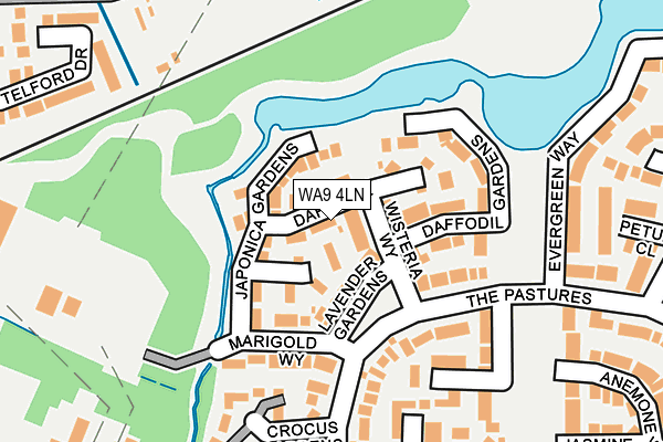 WA9 4LN map - OS OpenMap – Local (Ordnance Survey) WA9 4LN map - OS OpenMap – Local (Ordnance Survey)
