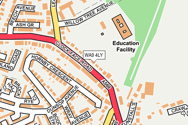 WA9 4LY map - OS OpenMap – Local (Ordnance Survey) WA9 4LY map - OS OpenMap – Local (Ordnance Survey)