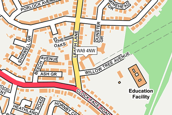 WA9 4NW map - OS OpenMap – Local (Ordnance Survey) WA9 4NW map - OS OpenMap – Local (Ordnance Survey)