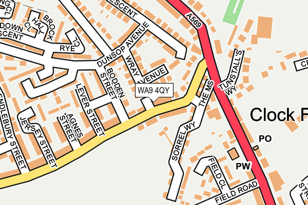 WA9 4QY map - OS OpenMap – Local (Ordnance Survey) WA9 4QY map - OS OpenMap – Local (Ordnance Survey)