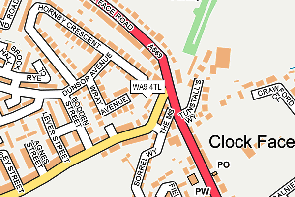 WA9 4TL map - OS OpenMap – Local (Ordnance Survey) WA9 4TL map - OS OpenMap – Local (Ordnance Survey)