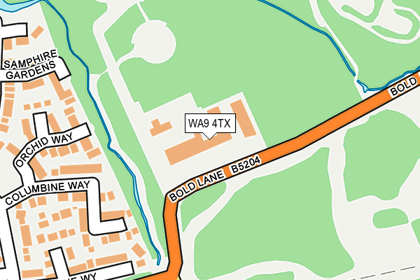 WA9 4TX map - OS OpenMap – Local (Ordnance Survey) WA9 4TX map - OS OpenMap – Local (Ordnance Survey)