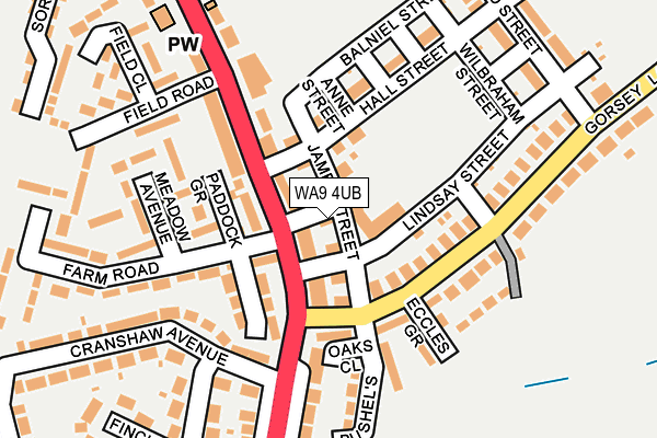 WA9 4UB map - OS OpenMap – Local (Ordnance Survey) WA9 4UB map - OS OpenMap – Local (Ordnance Survey)