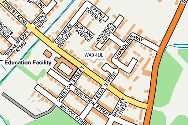 WA9 4UL map - OS OpenMap – Local (Ordnance Survey) WA9 4UL map - OS OpenMap – Local (Ordnance Survey)