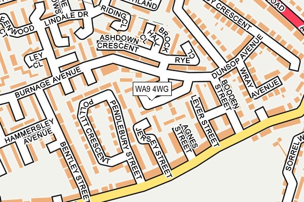WA9 4WG map - OS OpenMap – Local (Ordnance Survey) WA9 4WG map - OS OpenMap – Local (Ordnance Survey)