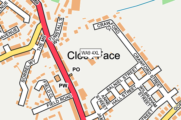 WA9 4XL map - OS OpenMap – Local (Ordnance Survey) WA9 4XL map - OS OpenMap – Local (Ordnance Survey)
