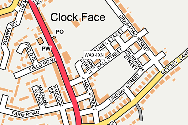 WA9 4XN map - OS OpenMap – Local (Ordnance Survey) WA9 4XN map - OS OpenMap – Local (Ordnance Survey)
