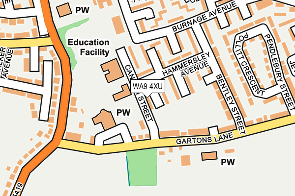 WA9 4XU map - OS OpenMap – Local (Ordnance Survey) WA9 4XU map - OS OpenMap – Local (Ordnance Survey)