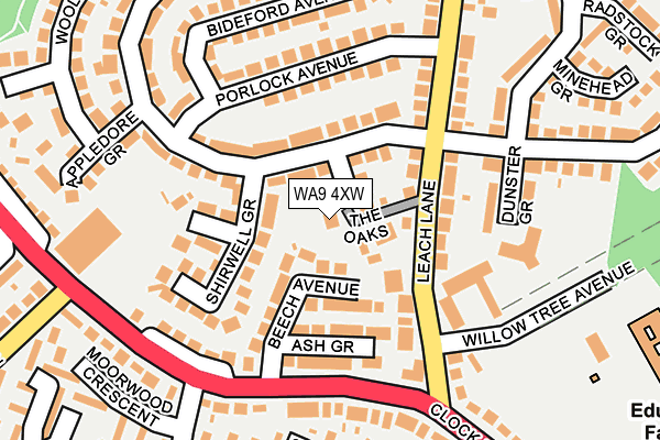 WA9 4XW map - OS OpenMap – Local (Ordnance Survey) WA9 4XW map - OS OpenMap – Local (Ordnance Survey)