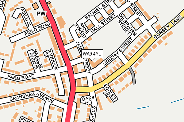 WA9 4YL map - OS OpenMap – Local (Ordnance Survey) WA9 4YL map - OS OpenMap – Local (Ordnance Survey)