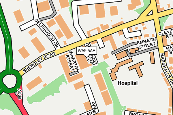 WA9 5AE map - OS OpenMap – Local (Ordnance Survey) WA9 5AE map - OS OpenMap – Local (Ordnance Survey)