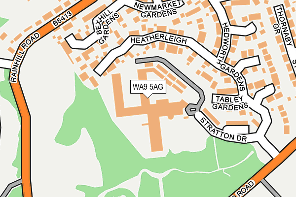 WA9 5AG map - OS OpenMap – Local (Ordnance Survey) WA9 5AG map - OS OpenMap – Local (Ordnance Survey)