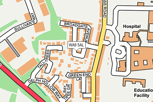WA9 5AL map - OS OpenMap – Local (Ordnance Survey) WA9 5AL map - OS OpenMap – Local (Ordnance Survey)
